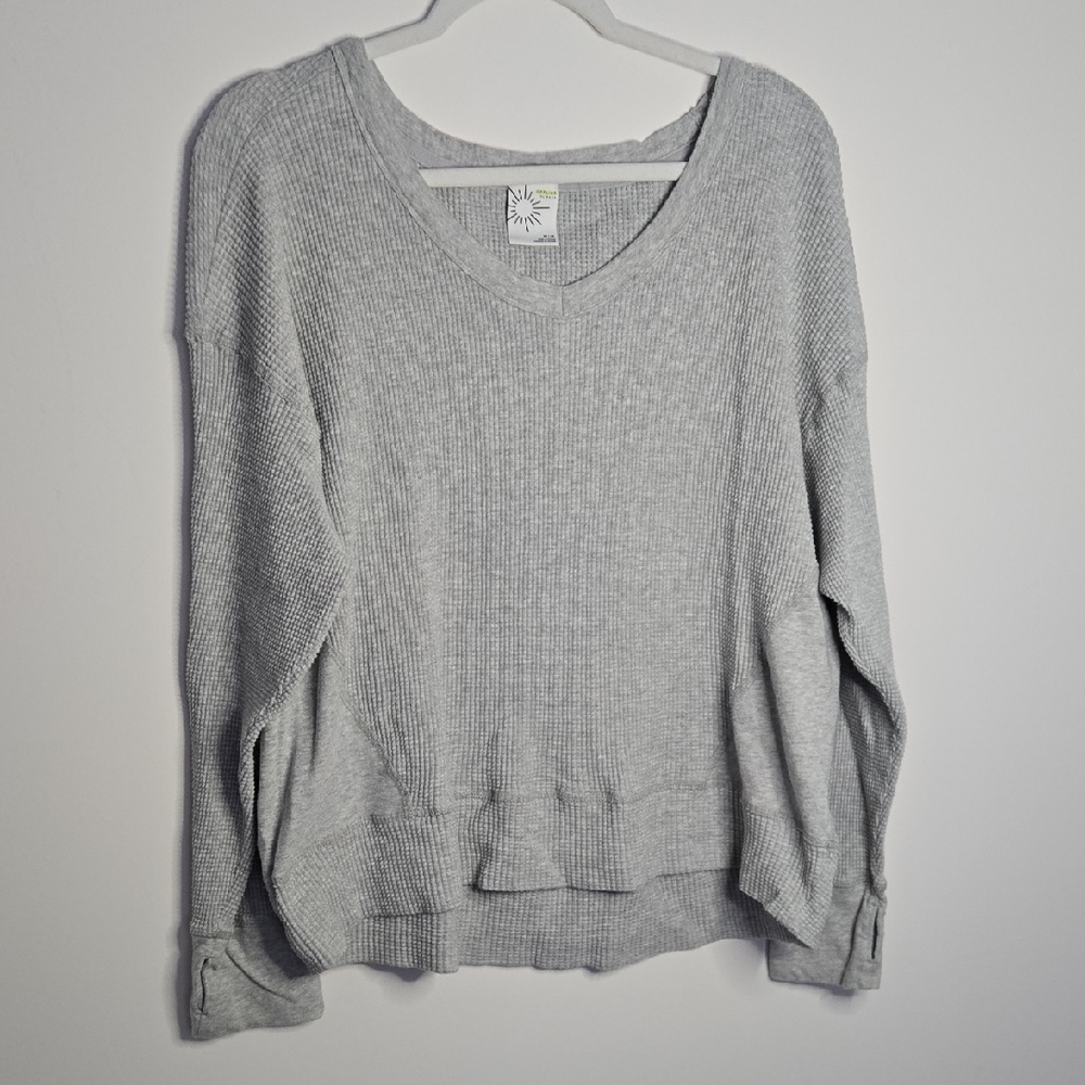 Arie Offline Waffle Knit Cozy Sweatshirt Lightweight Normcore Athleasure | M